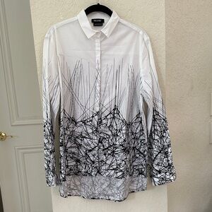 Isabel de Pedro Black and White Abstract Men's Shirt